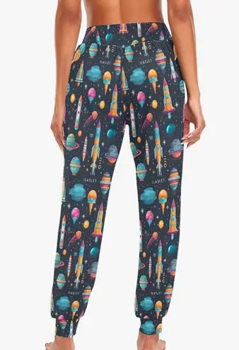 Women’s Outer Space Alien Spaceship Galaxy Joggers Lounge Pants Size XL