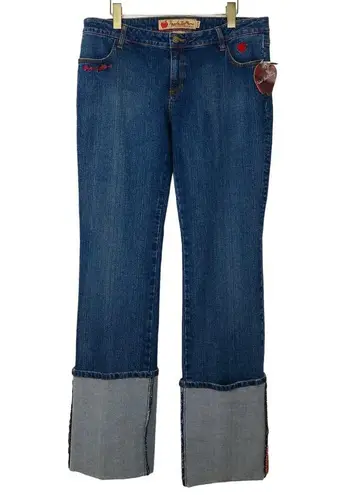 Apple Bottoms Y2k Vintage Jeans Red Cuffed Straight Jeans Size 14 34" NWT