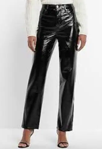EXPRESS  Faux Patent Leather Super High Rise Pants Sz. 4R Modern Straight Black