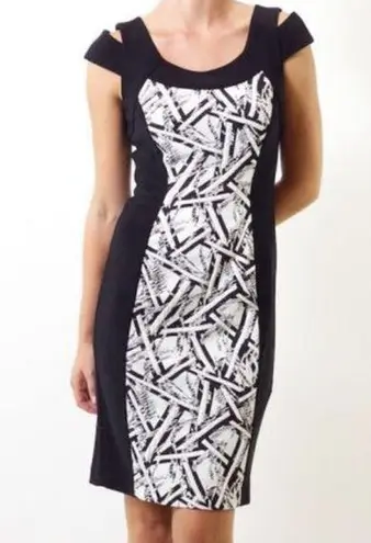 Joseph Ribkoff Shoulder Cut Out Abstract Dress