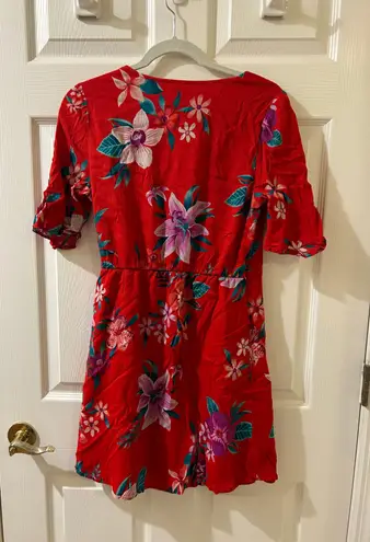 Old Navy Red Floral Wrap Dress