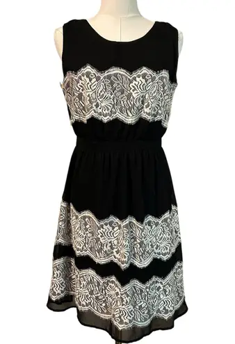 YA Los Angeles Dress Silk Blend Black Sheer w/ Lace Lining Med Sleeveless