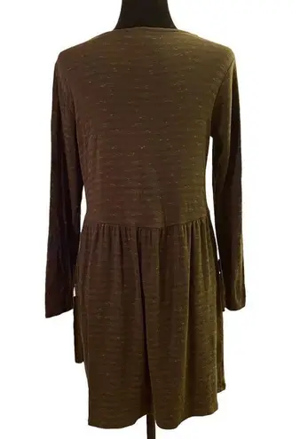 J.Jill  Forest Green Long Sleeve Babydoll Lagenlook Dress Size Small