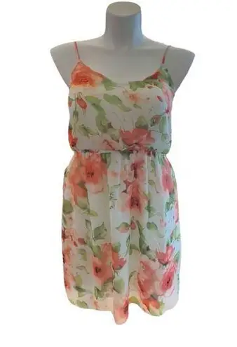 Soprano Floral Spaghetti Strap Chiffon Round-Neck Dress - Size Large ***Item: 0