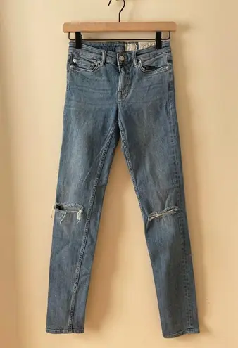 ALL SAINTS Mast Low Rise Skinny Jeans Y2K Medium Wash Distressed Ripped Size 26