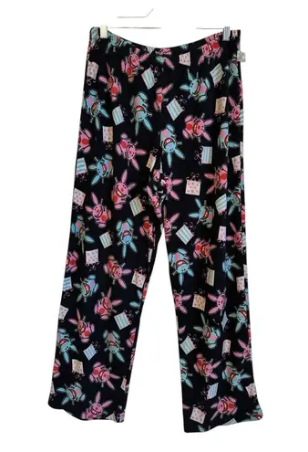 Vintage Y2K Happy Bunny Black Fleece Sleep Pajama Pants Medium