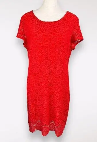 Laundry by Shelli Segal Lace Crochet Dress Red 10