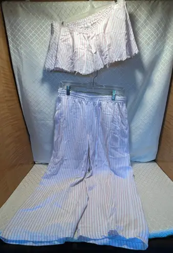 Skylar + Madison 2 PCS Outfit  ~off Shoulder Top & Pants Striped