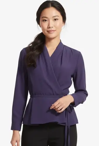 MM.LaFleur M.M. LaFleur Twyla Long Sleeve Surplice Top Womens S Purple Dotted Office Siren