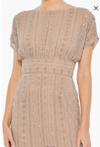 Mac Duggal Beaded Empire Waist Column Midi Cocktail Dress