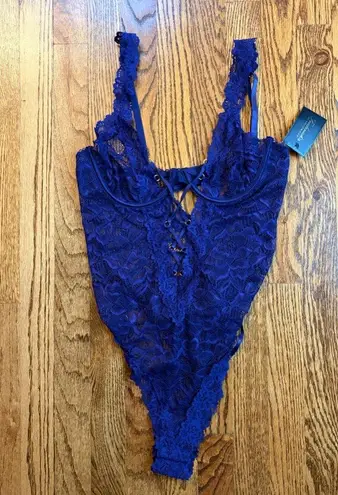 Frederick's of Hollywood NWT Frederick’s of Hollywood Lana Lucia Purple Lace Teddy Underwire - L