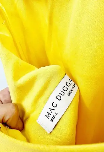 Mac Duggal 42002 Yellow Scoop Neck Beaded Slit Prom Dress Size 4