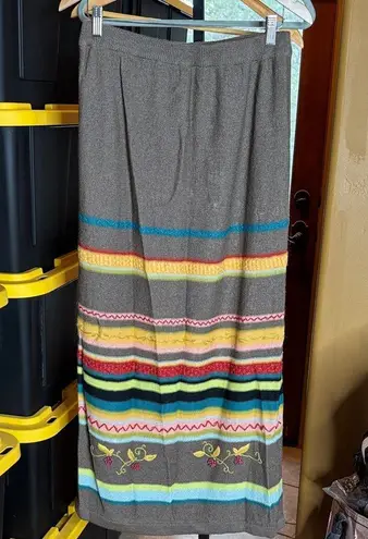 Double D Ranch Linen Blend Multicolor Striped Maxi Pencil Skirt Size Large Brown