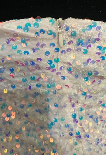 Molicuty Purple Sequins with One thin strap white Body-con dress. Size Small