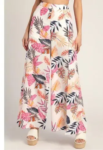 LULUS Side Slit Floral Wide Leg Pants Size M Size M