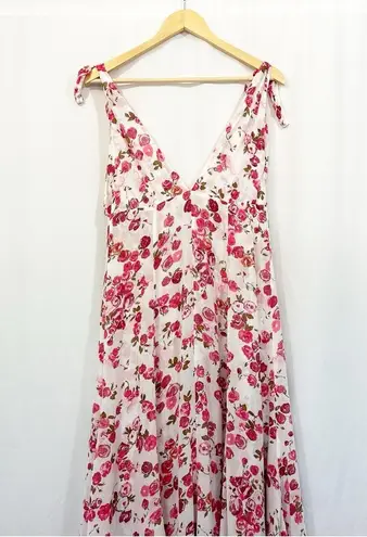 Reformation  Wrap Tie Strap Rose Print Midi Dress