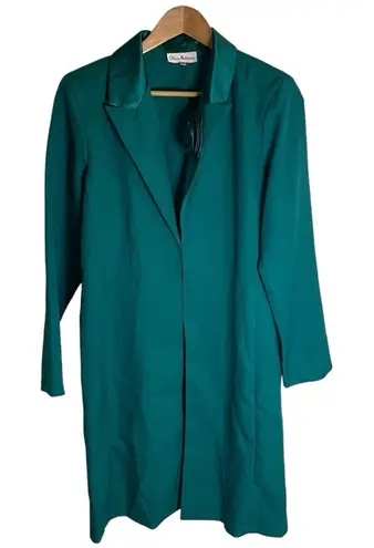 Olivia Matthews Teal Long Suit Jacket Size 12 NEW Deadstock rosette lapel