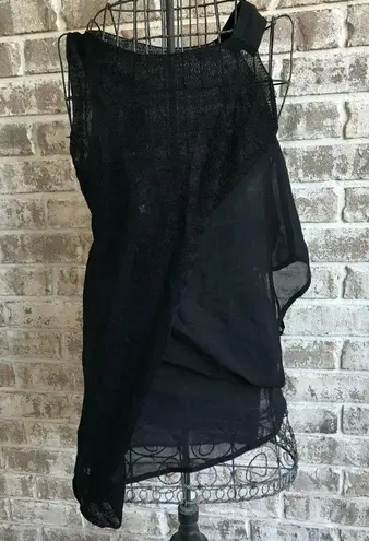Stella Carakasi Black dress Sz XS Asymmetrical Semi Sheer Linen Nylon B…