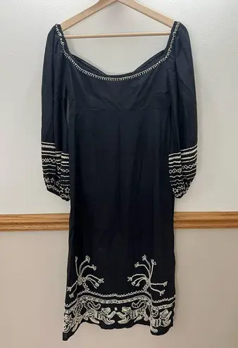 Farm Rio EUC Beaded Jungle Black Midi Dress Size Small Retails $398