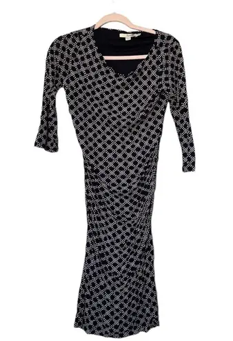 Boden Boatneck Ruched Sheath Dress Honeycomb Pattern Blue Size 8