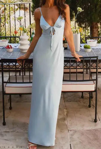 Pepper Mayo Blue Ice Satin Maxi Dress 