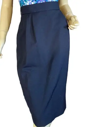 VINTAGE ANGELICA NAVY BLUE PLEATED PENCIL MIDI SKIRT NWT (12)