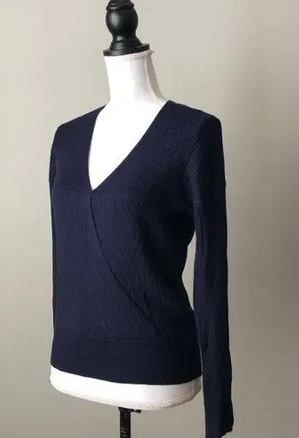 Elodie | Ribbed Faux Wrap V-Neck Sweater Sz S