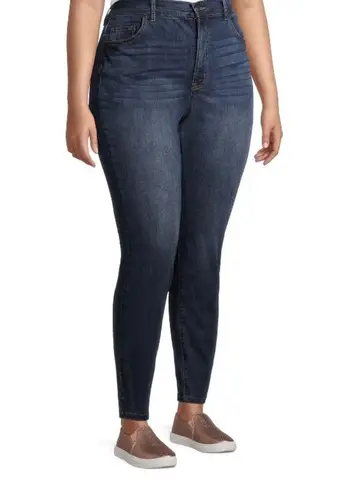 Terra & Sky Women’s Plus Size Skinny Jeans Denim Medium Wash Size 16W Tummy Control