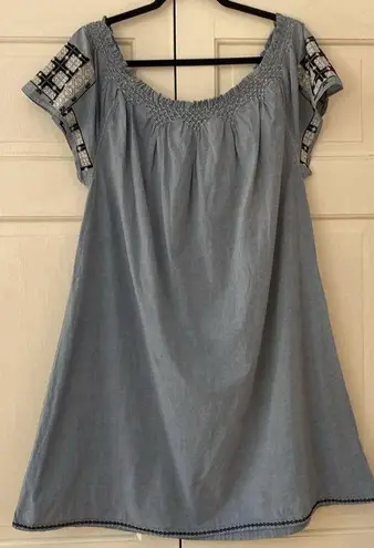 Ulla Johnson Jonas Dress Chambray Off Shoulder Denim Size 6 Scoop Neck Mini