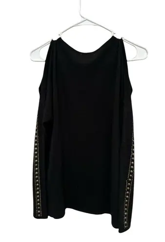 Westport 1962 womens XS sweater black scoop neck cold shoulder long sleeve studs