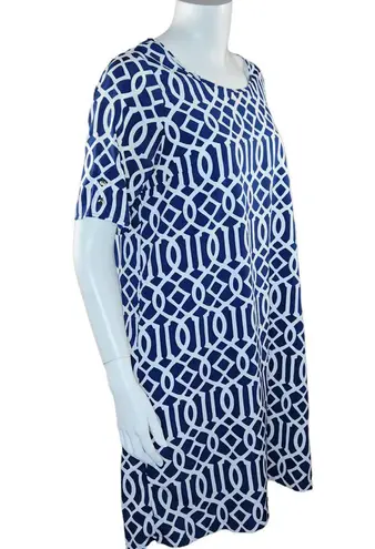 Mud Pie Womens M (8-10) Navy Blue White Shift Dress Nautical Gold Hardware Zip-Up