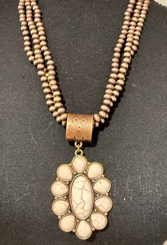 Western boho Copper color Pendant Necklace adjustable Gold