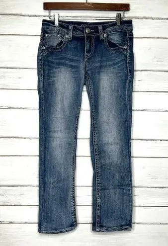 GRACE IN LA Jeans Straight Cropped Embellished Size 27