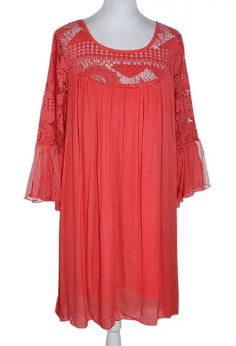 Rebellion Coral Mini Dress with Lace Detail NWT Size Large Wedding Guest Dress