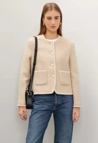 Dunst Jacket Womens X Small Beige Tweed Boucle Gold Button Blazer Wool Size XS