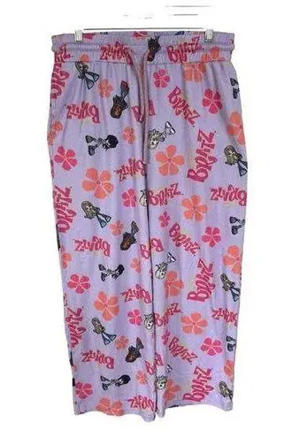 Y2K Bratz Purple Fleece Pajama Pants Sleep Dolls Kidcore Elastic Waist Medium