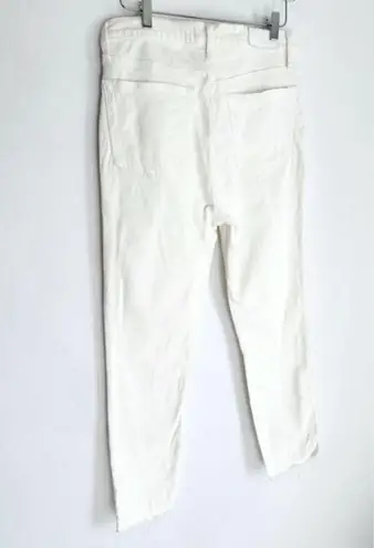 RE/DONE 90s High Rise Ankle Crop Raw Fringe Edge Vintage White Denim Jean Size 31