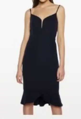 Bardot Kristen Peplum Cocktail Classic Black Spaghetti Strap Dress 12