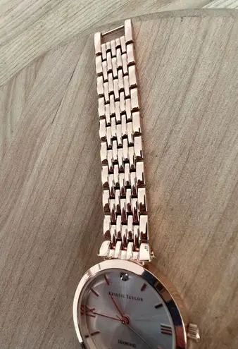 Kristie Taylor Diamond and Rose Gold Tone Watch Ladies Beautiful Quartz Watch