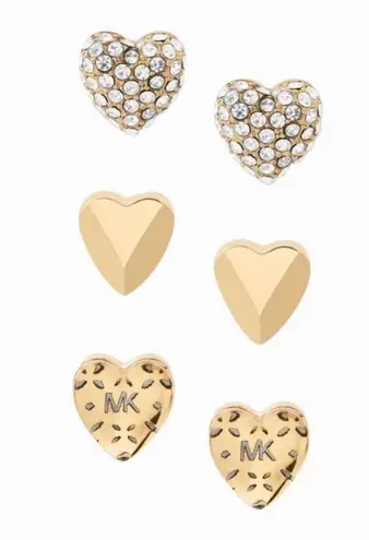 Michael Kors LOGO Heart Stud 3 Pair Set Earrings