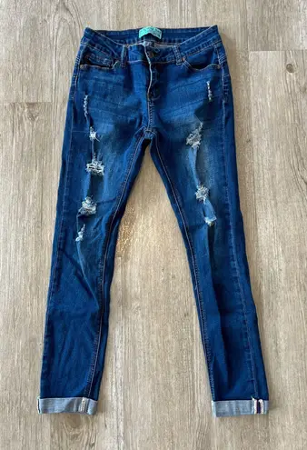 Wax Jean Womens Dark Denim Cuffed Jeans - 3