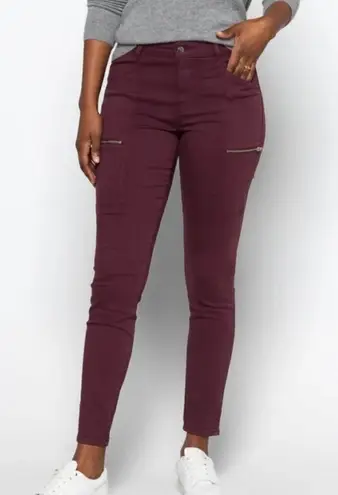 Pistola Hannah Skinny Moto Stretch Six-Pocket Ankle Cargo Jeans Maroon