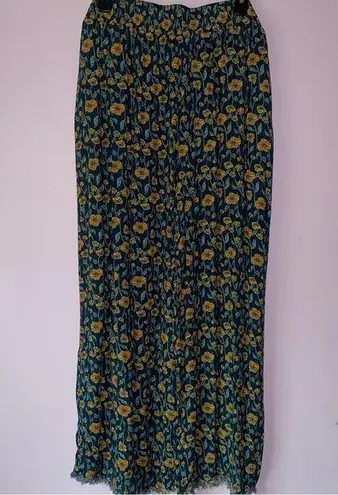 Brand Size 3X Wide Leg Pants Navy Ditsy Floral Pockets Pull On Boho Coastal Orange