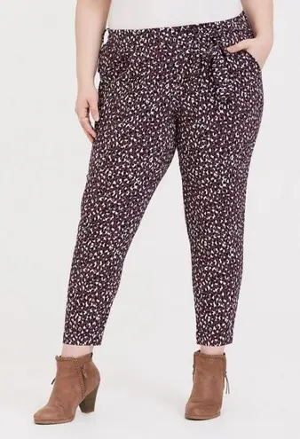 Torrid Mauve Leopard Pull-On Taper Stretch Crepe High Rise Lightweight Pant 2X - Image 1