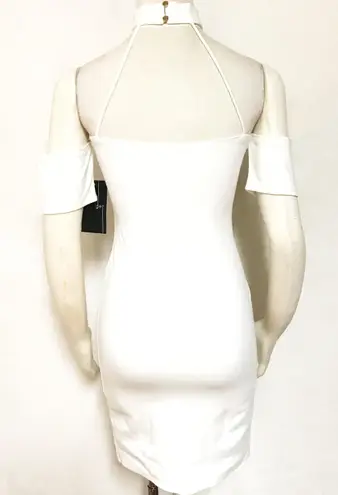 Choker Laced Strap Off Shoulder Bodycon Dress White