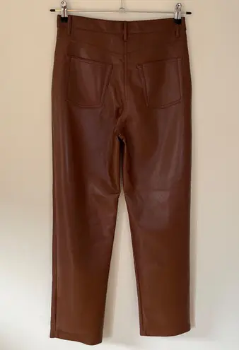 Wilfred NEW The Melina High Rise Vegan Faux Leather Straight Leg Pants Cognac