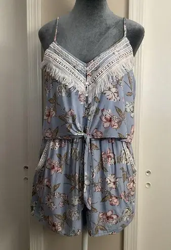 🩵 Floral Shorts Jumper Blue Size M