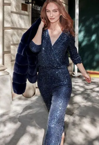 Generation Love NWOT Madison Blue Sequin Jumpsuit Size Small