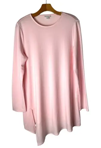 J Jill Pure Jill Shirt Women Medium Pink Luxe Tencel Asymmetric Hem Tunic Comfy