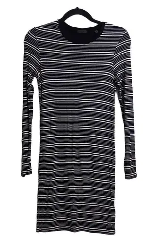 ATM Anthony Thomas Melillo Black White Striped Crewneck Long Sleeve Knit Dress M Size M
